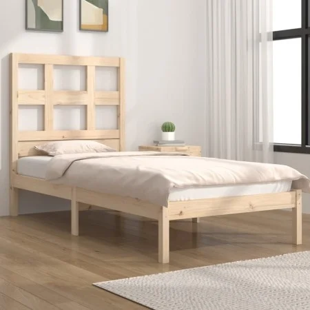 Solid pine wood bed frame 90x190 cm by , Beds and slatted bases - Ref: Foro24-3104443, Price: 81,11 €, Discount: %
