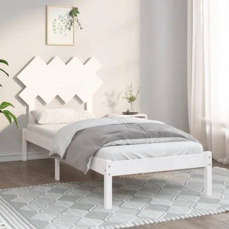 White solid wood single bed frame 90x190 cm by , Beds and slatted bases - Ref: Foro24-3104834, Price: 83,61 €, Discount: %