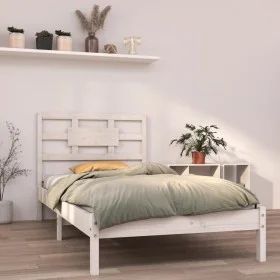 White solid wood single bed frame 90x190 cm by , Beds and slatted bases - Ref: Foro24-3105631, Price: 88,21 €, Discount: %
