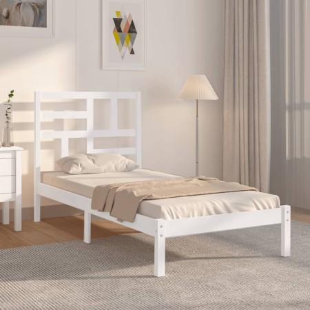 Weißer Einzelbettrahmen aus Massivholz, 90 x 190 cm von , Betten und Lattenroste - Ref: Foro24-3105916, Preis: 86,97 €, Rabat...