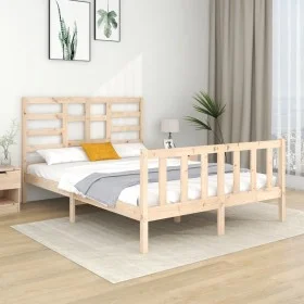 Solid wood double bed frame 135x190 cm by , Beds and slatted bases - Ref: Foro24-3105900, Price: 135,85 €, Discount: %