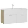 White engineered wood and Sonoma oak vanity unit with sink by , bathroom vanities - Ref: Foro24-3071293, Price: 279,91 €, Dis...