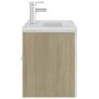 White engineered wood and Sonoma oak vanity unit with sink by , bathroom vanities - Ref: Foro24-3071293, Price: 279,91 €, Dis...