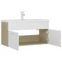 White engineered wood and Sonoma oak vanity unit with sink by , bathroom vanities - Ref: Foro24-3071293, Price: 279,91 €, Dis...