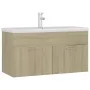 Waschtischunterschrank aus Sonoma-Eichenholzwerkstoff mit Waschbecken von , Badezimmerwaschtische - Ref: Foro24-3071291, Prei...