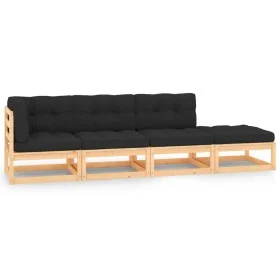 4-piece garden furniture set with solid pine wood cushions by , Garden sets - Ref: Foro24-3083774, Price: 326,18 €, Discount: %