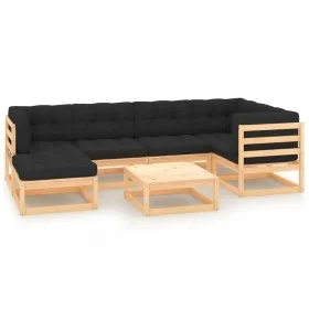 Garden furniture set 7 pieces and cushions solid pine wood by , Garden sets - Ref: Foro24-3083813, Price: 516,67 €, Discount: %