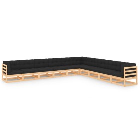 Garden furniture set 10 pieces and cushions solid pine wood by , Garden sets - Ref: Foro24-3083832, Price: 947,48 €, Discount: %