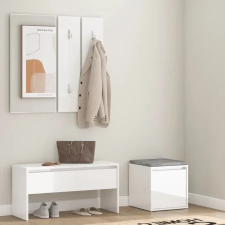 Glänzend weißes Sperrholz-Dielenmöbel-Set von , Kleiderschränke - Ref: Foro24-3082050, Preis: 126,23 €, Rabatt: %