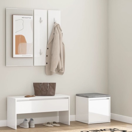 Glänzend weißes Sperrholz-Dielenmöbel-Set von , Kleiderschränke - Ref: Foro24-3082050, Preis: 128,08 €, Rabatt: %