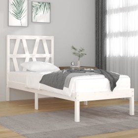 Estructura de cama madera maciza de pino blanco 90x190 cm de , Camas y somieres - Ref: Foro24-3103964, Precio: 87,45 €, Descu...