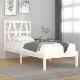 Solid white pine wood bed frame 90x190 cm by , Beds and slatted bases - Ref: Foro24-3103964, Price: 86,35 €, Discount: %