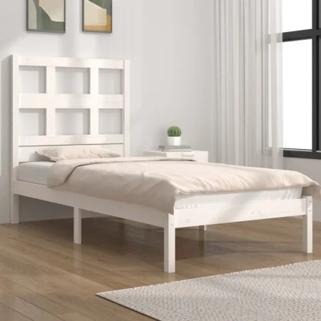 Solid white pine wood bed frame 90x190 cm by , Beds and slatted bases - Ref: Foro24-3104444, Price: 86,64 €, Discount: %