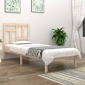 Estructura de cama madera maciza de pino 90x190 cm