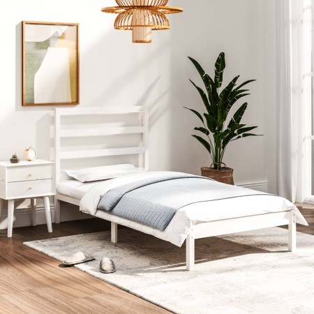 Weißer Einzelbettrahmen aus Massivholz, 90 x 190 cm von , Betten und Lattenroste - Ref: Foro24-3104899, Preis: 83,09 €, Rabat...