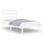 Estructura de cama individual madera maciza blanco 90x190 cm