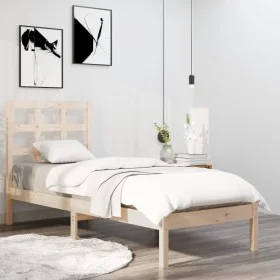 Solid wood bed frame 90x190 cm by , Beds and slatted bases - Ref: Foro24-3105435, Price: 79,68 €, Discount: %
