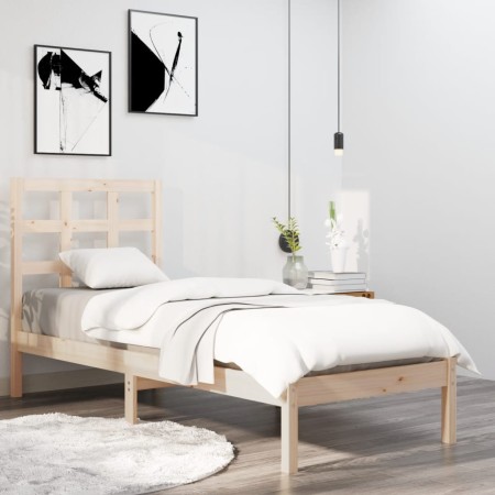 Estructura de cama madera maciza 90x190 cm de , Camas y somieres - Ref: Foro24-3105435, Precio: 81,78 €, Descuento: %