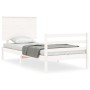 White solid wood bed frame with headboard by , Beds and slatted bases - Ref: Foro24-3195187, Price: 117,87 €, Discount: %