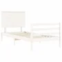 White solid wood bed frame with headboard by , Beds and slatted bases - Ref: Foro24-3195187, Price: 114,50 €, Discount: %