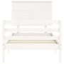 White solid wood bed frame with headboard by , Beds and slatted bases - Ref: Foro24-3195187, Price: 114,50 €, Discount: %