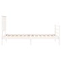 White solid wood bed frame with headboard by , Beds and slatted bases - Ref: Foro24-3195187, Price: 117,87 €, Discount: %