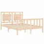 Double bed frame with solid wood headboard by , Beds and slatted bases - Ref: Foro24-3192141, Price: 163,31 €, Discount: %