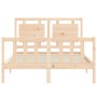 Double bed frame with solid wood headboard by , Beds and slatted bases - Ref: Foro24-3192141, Price: 155,23 €, Discount: %