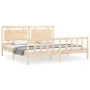 Bed frame with solid wood headboard 180x200 cm by , Beds and slatted bases - Ref: Foro24-3192181, Price: 177,54 €, Discount: %