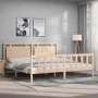 Bed frame with solid wood headboard 180x200 cm by , Beds and slatted bases - Ref: Foro24-3192181, Price: 177,54 €, Discount: %