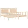 Bed frame with solid wood headboard 180x200 cm by , Beds and slatted bases - Ref: Foro24-3192181, Price: 177,54 €, Discount: %