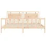 Bed frame with solid wood headboard 180x200 cm by , Beds and slatted bases - Ref: Foro24-3192181, Price: 177,54 €, Discount: %