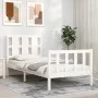 White solid wood bed frame with headboard 90x190 cm by , Beds and slatted bases - Ref: Foro24-3192197, Price: 107,50 €, Disco...