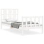 Weißer Massivholzbettrahmen mit Kopfteil 90x190 cm von , Betten und Lattenroste - Ref: Foro24-3192197, Preis: 108,90 €, Rabat...