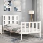 Weißer Massivholzbettrahmen mit Kopfteil 90x190 cm von , Betten und Lattenroste - Ref: Foro24-3192197, Preis: 108,90 €, Rabat...