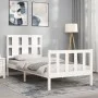 White solid wood bed frame with headboard 90x190 cm by , Beds and slatted bases - Ref: Foro24-3192197, Price: 107,50 €, Disco...