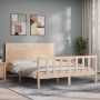 Bed frame with solid wood headboard 160x200 cm by , Beds and slatted bases - Ref: Foro24-3192761, Price: 167,59 €, Discount: %