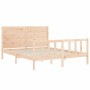 Bed frame with solid wood headboard 160x200 cm by , Beds and slatted bases - Ref: Foro24-3192761, Price: 167,59 €, Discount: %