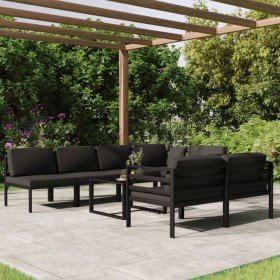 Set muebles de jardín 8 pzas y cojines aluminio gris antracita