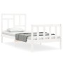 Weißer Bettrahmen aus Massivholz mit Kopfteil von , Betten und Lattenroste - Ref: Foro24-3193107, Preis: 100,37 €, Rabatt: %