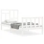 White solid wood bed frame with headboard by , Beds and slatted bases - Ref: Foro24-3193107, Price: 99,00 €, Discount: %