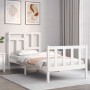 Weißer Bettrahmen aus Massivholz mit Kopfteil von , Betten und Lattenroste - Ref: Foro24-3193107, Preis: 100,37 €, Rabatt: %
