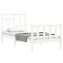 White solid wood bed frame with headboard by , Beds and slatted bases - Ref: Foro24-3193107, Price: 100,31 €, Discount: %