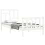 White solid wood bed frame with headboard by , Beds and slatted bases - Ref: Foro24-3193107, Price: 99,00 €, Discount: %