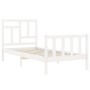 Estructura de cama con cabecero madera maciza blanco