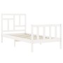 Weißer Bettrahmen aus Massivholz mit Kopfteil von , Betten und Lattenroste - Ref: Foro24-3193107, Preis: 100,37 €, Rabatt: %