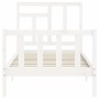 Weißer Bettrahmen aus Massivholz mit Kopfteil von , Betten und Lattenroste - Ref: Foro24-3193107, Preis: 100,37 €, Rabatt: %