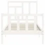 White solid wood bed frame with headboard by , Beds and slatted bases - Ref: Foro24-3193107, Price: 99,00 €, Discount: %