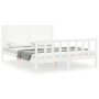 White solid wood bed frame with headboard 160x200 cm by , Beds and slatted bases - Ref: Foro24-3193217, Price: 183,05 €, Disc...