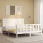Weißer Massivholzbettrahmen mit Kopfteil 160x200 cm von , Betten und Lattenroste - Ref: Foro24-3193217, Preis: 175,50 €, Raba...